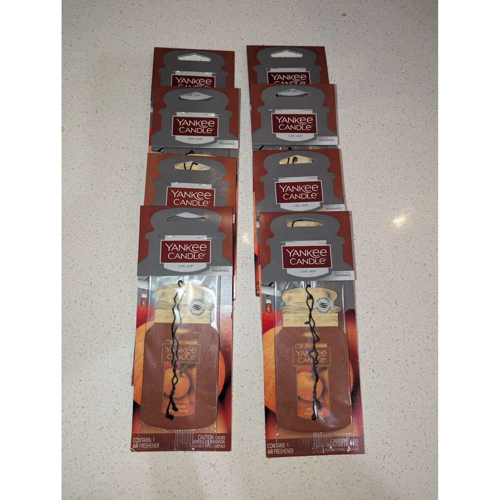 Yankee Candle Car Jar Air Freshener 8 Pack Orange Spiced Pumpkin Scent - Picture 2 of 4